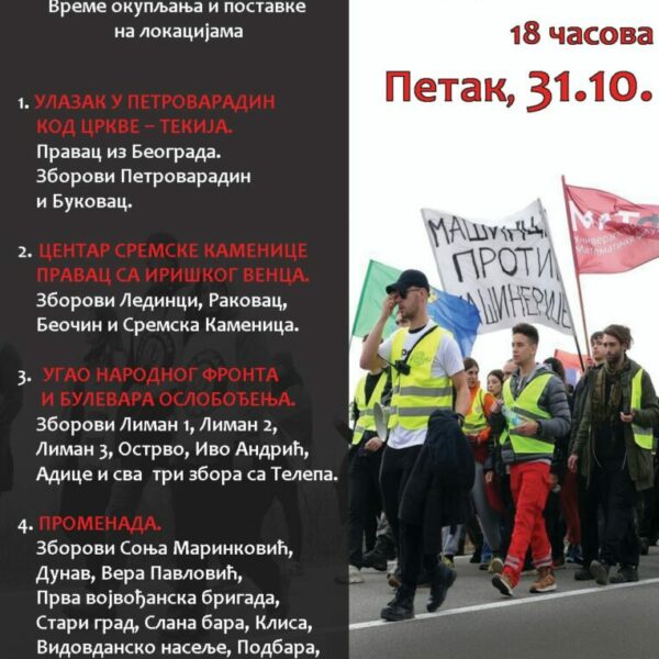 Zborovci i zborkinje da li se čujemo?📢  U petak nam dolaze studenti i gosti iz cele Srbije koji pešače danima do našeg grada, noseći vesnik slobode.♥️  Zborovi Novog Sada u saradnji sa studentima  su se organizovali da zajedno dočekamo svih pet pravaca iz koji se pešači i budemo dobri domaćini kako to najbolje umemo.🎆  Svaki zbor je preuzeo na sebe neku od lokacija. Pratite vaše zborovske grupe i pridružite se na navedinim lokacijama svojim zborovima.🍲  Možete dati svoj doprinos time što ćete na licu mesta doneti vodu, napitke, hranu i pomoći u organizaciji ili donirati novac. Javite se u vaše viber grupe pripadajućeg zbora.🏠  DOLAZE NAM STUDENTI!🏃 DOLAZI NAM SRBIJA!🏞️ DOLAZI NAM SLOBODA!🕊️  SVI NA DOČEK⛽🥁🤝