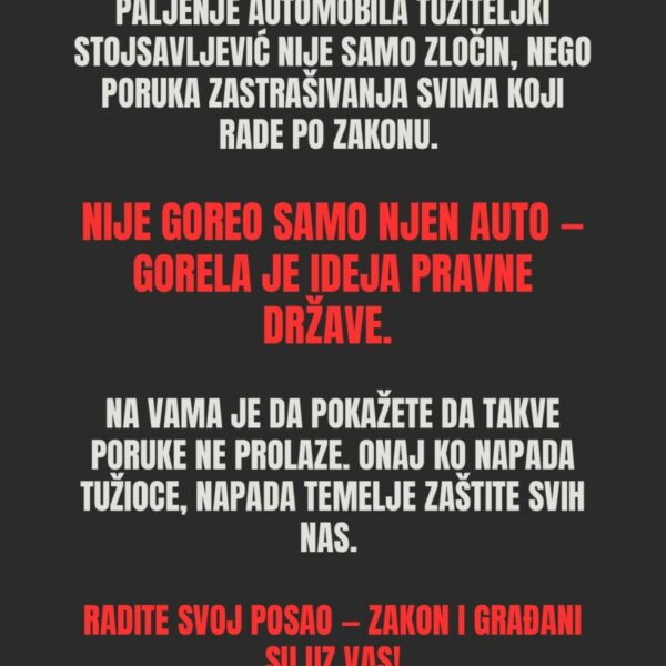 Nije goreo samo njen auto