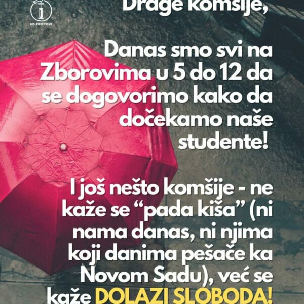 Ne kaže se "pada kiša" kaže se DOLAZI SLOBODA!