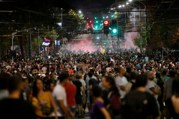 Beograd 15. avgust 2025. Protest studenata u blokadi I građana Srbije pod sloganom „Nismo vreća za udaranje“, protesti nakon brutalnog nasilja policije nad građanima  Slavija  Foto:Vladislav Mitić/Nova.rs