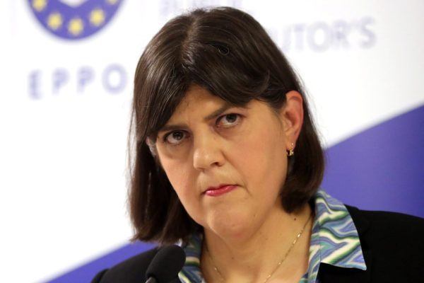 epa12422925 European Chief Prosecutor Laura Codruta Kovesi speaks during a press conference in Piraeus port, Greece, 02 October 2025. Kovesi is in Greece for high-level talks with government and judicial leaders to strengthen cooperation between Greece and the European Public Prosecutor's Office (EPPO).  EPA/ORESTIS PANAGIOTOU